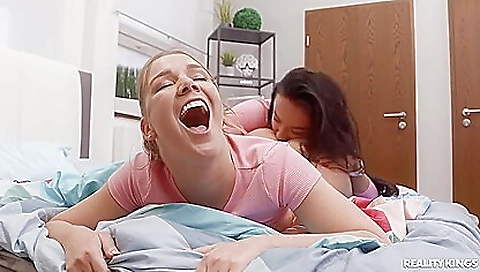 Busty lesbians like playing with each other in anal