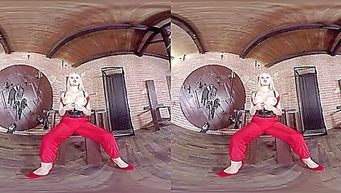 Busty blonde angel in sexy black lingerie is super hot