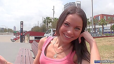 The cute teen girl with natural boobs is getting an ass hole drilled