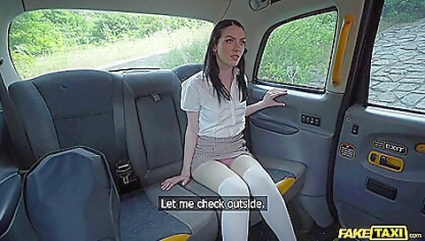 Brunette with a shaved pussy fucked in missionary position