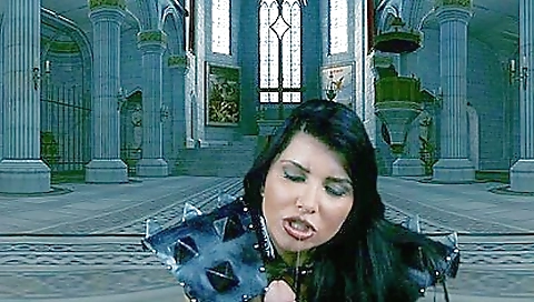 Sexy porn scene with jaheira in red dress and black stockings