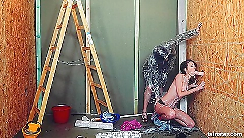 A sexy brunette milf is making sure her boyfriend gets hard