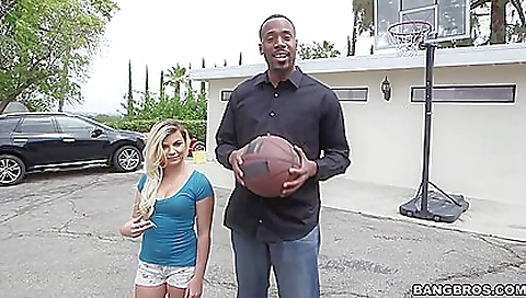 Hot interracial video with a blonde taking a big cock