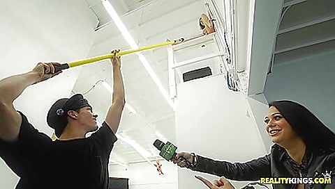 Busty brunette slut has her pussy fucked with a dildo