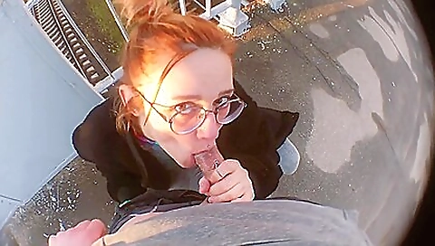 Big black dick in her throat and deep fuck on the street