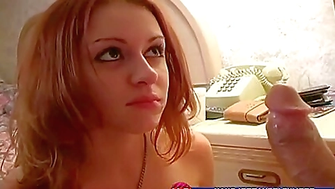 Redhead teen babe gets her pussy fucked and her face touched