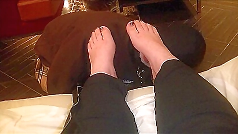 Sweet girl with sexy foot fetish is fucked in her feet