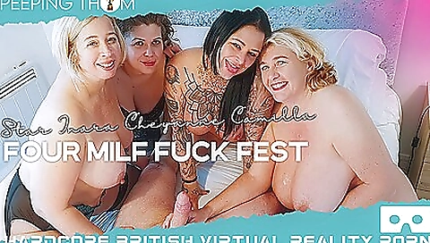 A gorgeous BBw milf is in a threesome with two others