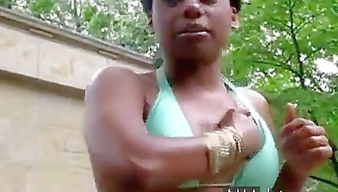 Ebony brunette milf with a sexy body and a big booty calls me fat