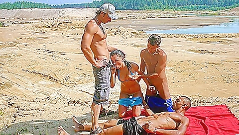 Sexy brunette with a round ass gets double penetrated 2