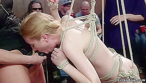 Blonde with a huge bubblebob deepthroat and huge boner