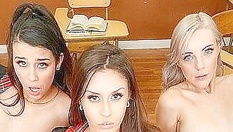 Sexy teen babes in sexy white panties are playing with their tits