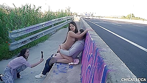 Latina milf gets her cunt deepthroated on the highway