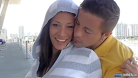 Hot brunette 18+ pornstar in big tits casting scene