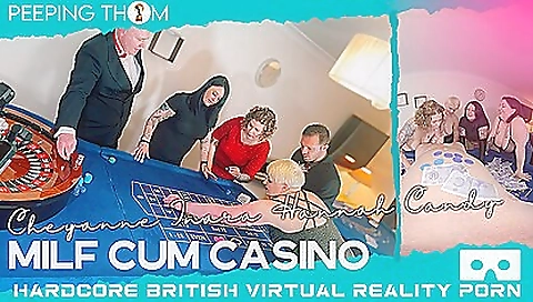 Big ass brunette milf plays with pussy in a gangbang