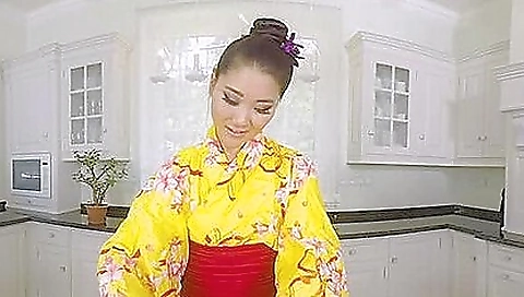 Oriental girl gets her cunt pounded with a huge hard rod