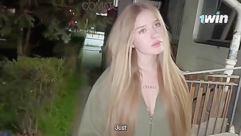 Blonde teen with tattooed pussy is having a hard fuck