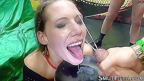 Brunette with a big ass enjoys her own sperm in her mouth