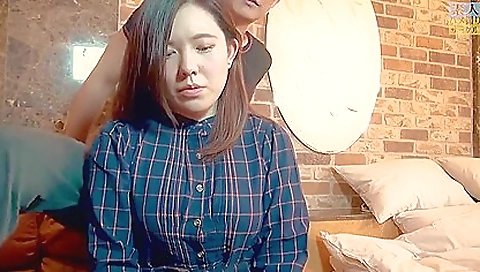 Asian with a hairy pussy is doing hardcore deepthroat porn