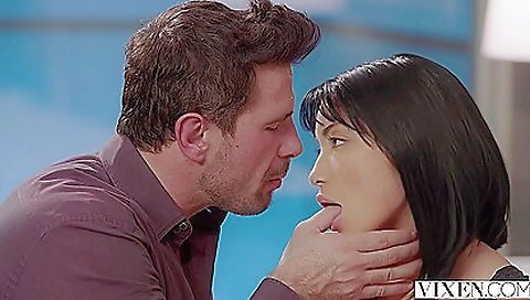 Horny brunette with a tattooed pussy enjoys a party