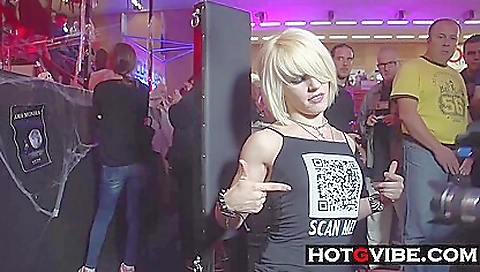 Busty blonde babe in a long skirt is fingering a dick 2