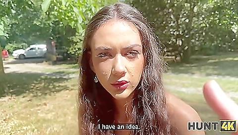 Big ass brunette wife gets fucked by her boyfriend in the woods